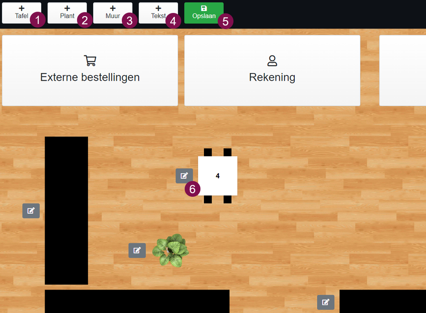 Configuration du plan des tables
