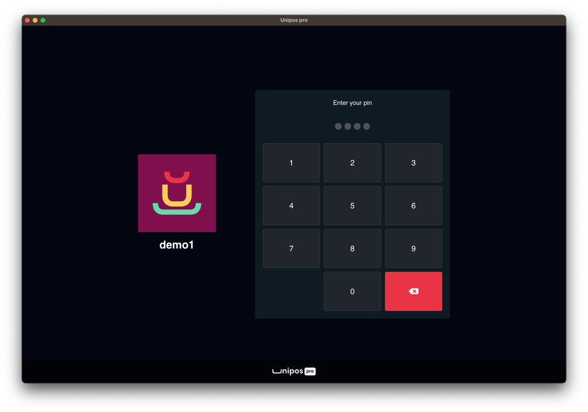 Nieuwe PIN-code scherm met logo in Unipos PRO